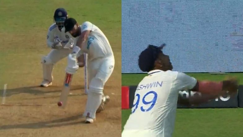 Ravi Ashwin Takes Sensational Catch Running Backwards to Dismiss Daryl Mitchell During IND vs NZ 3rd Test 2024 (Watch Video)