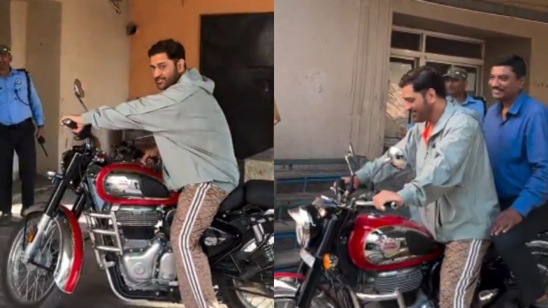 MS Dhoni Rides Royal Enfield Bike With Fan After Signing His Autograph On It, Video Goes Viral