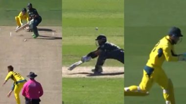 Mohammad Rizwan Falls to Part-Time Off-Spinner Marnus Labuschagne As Pakistan Captain Gets a Top Edge While Playing Sweep Shot During AUS vs PAK 1st ODI 2024 (Watch Videos)