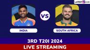 India vs South Africa Free Live Streaming Online, 3rd ODI 2024: How To Watch IND vs SA Cricket Match Live Telecast on TV?