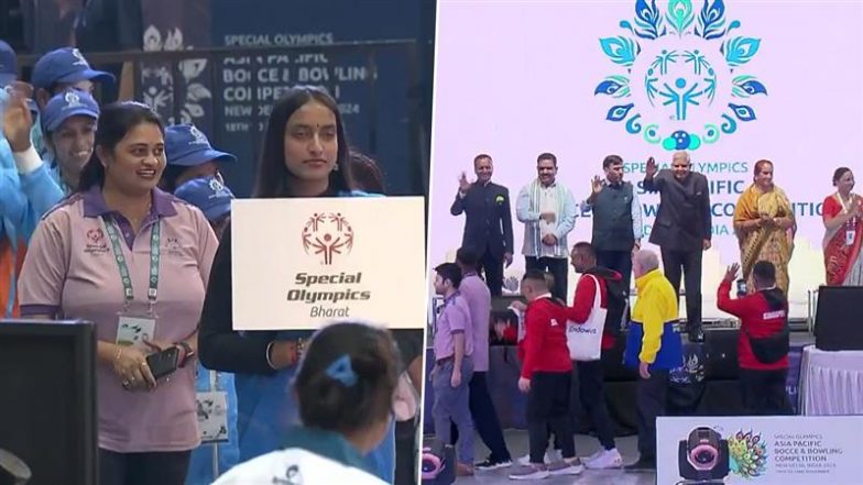 Indian Contingent Receive Grand Welcome During the Opening Ceremony of First-Ever Special Olympics Asia Pacific Bocce and Bowling Competition (Watch Video)