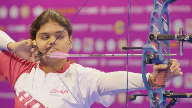 Jyothi Surekha Vennam Wins Gold Medal in Women's Singles Compound Archery Event at GT Open 2024 IWS Stage 2, Defeats Belgian Opponent Sarah Prieels in Final