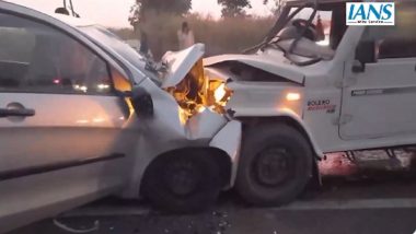 Kalaburagi Road Accident: Four Killed After Car Collides With Pickup Goods Vehicle Near Maragutti Cross in Karnataka (Watch Video)