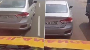 Kerala: Car Driver Refuses To Give Way to Ambulance Enroute Thrissur Medical College, Slapped With INR 2.5 Lakh Fine After Videos Go Viral; License Also Revoked