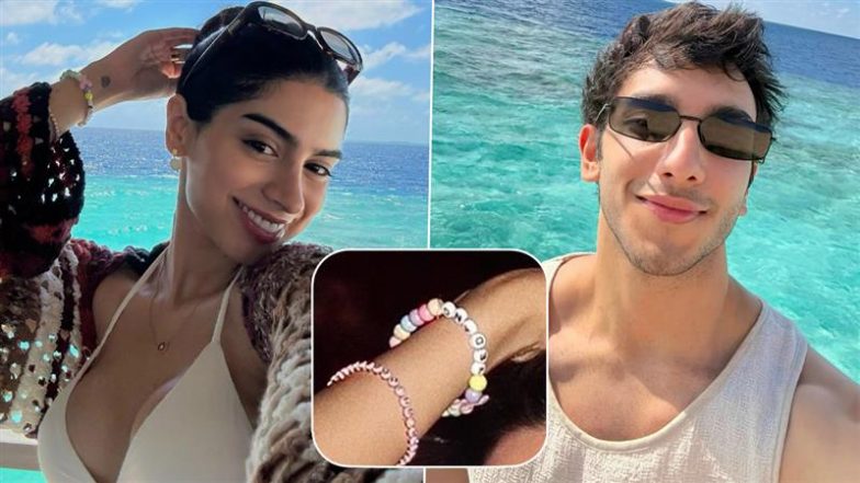 Have Khushi Kapoor and Vedang Raina Made Their Relationship Official? Actress Sports Bracelet With Rumoured Boyfriend&rsquo;s Name During Maldives Trip (See Pic)