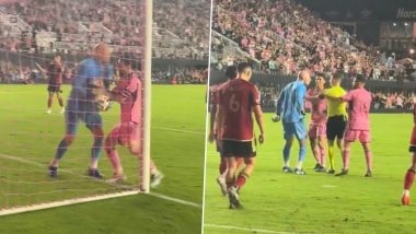 Lionel Messi, Luis Suarez and Other Inter Miami Players Engage in Heated Argument With Atlanta United Footballers During MLS 2024 Play-Off Match (Watch Video)