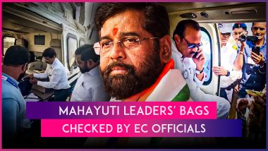 Maharashtra Assembly Elections 2024: EC Officials Check Bags of Eknath Shinde, Devendra Fadnavis, Ajit Pawar After Uddhav Thackeray’s Criticism Over ‘Routine Check’