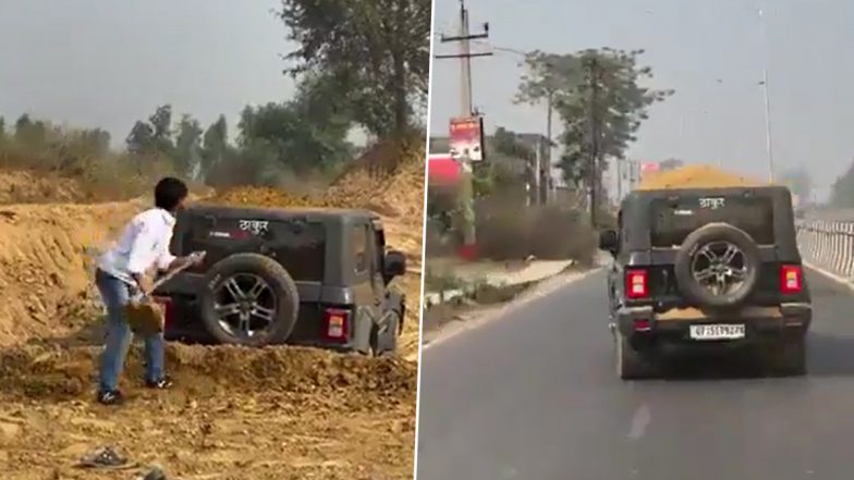 Meerut: Man Drives Thar SUV at High Speed To Deliberately Spread Dust Collected on Vehicle's Roof, Police Respond to Viral Video