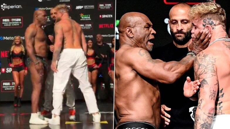 Mike Tyson Slaps Jake Paul at Pre-fight Ceremonial Weigh-In Ahead of Their Highly Anticipated Showdown, Pics & Videos Go Viral