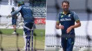 Mitchell Starc Rattles Usman Khawaja’s Off-Stump After Left-Hander's Misjudged Leave During Australia’s Training Session Ahead of IND vs AUS Perth Test (Watch Video)