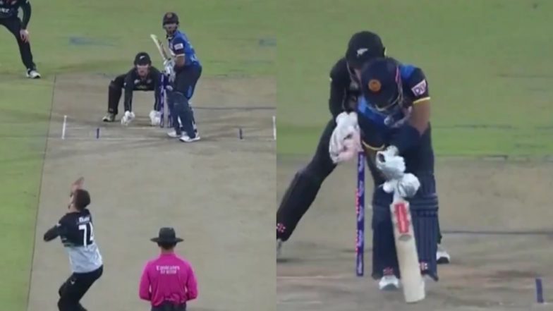 New Zealand Captain Mitchell Santner Outsmarts Sri Lanka’s Kusal Mendis With a Peach During 2nd T20I in Dambulla (Watch Video)