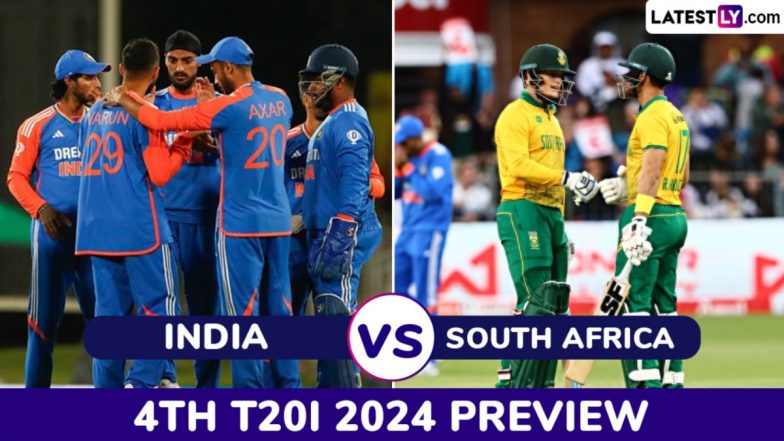 IND vs SA 4th T20I 2024 Preview: Likely Playing XIs, Key Battles, H2H and More About India vs South Africa Cricket Match in Johannesburg