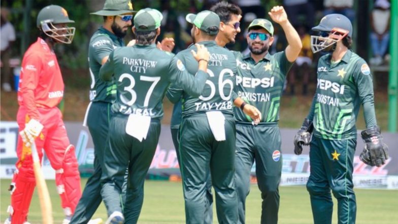 Pakistan Beat Zimbabwe by 99 Runs in ZIM vs PAK 3rd ODI 2024; Kamran Ghulam, Bowlers Shine as Green Shirts Claim Series 2-1 Win With Dominant Victory in Bulawayo