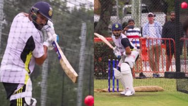 India Batters Virat Kohli and Rohit Sharma Grind Hard in Nets Against Pink Ball Ahead of IND vs AUS 2nd Test 2024 in Adelaide (Watch Video)