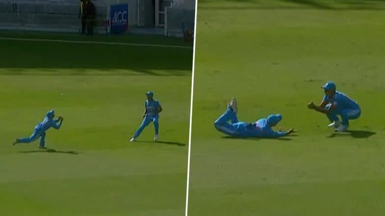 Teamwork at Its Best! Mohamed Amaan and Yudhajit Guha Combine To Take Haroon Arshad’s Catch During IND vs PAK ACC Men’s U19 Asia Cup 2024 Match (Watch Video)