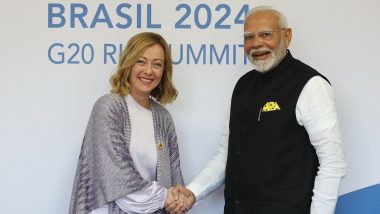 G20 Summit 2024 in Brazil: PM Narendra Modi Meets Italian PM Giorgia Meloni, Holds Bilateral Talks in Rio de Janeiro (See Pics and Video)