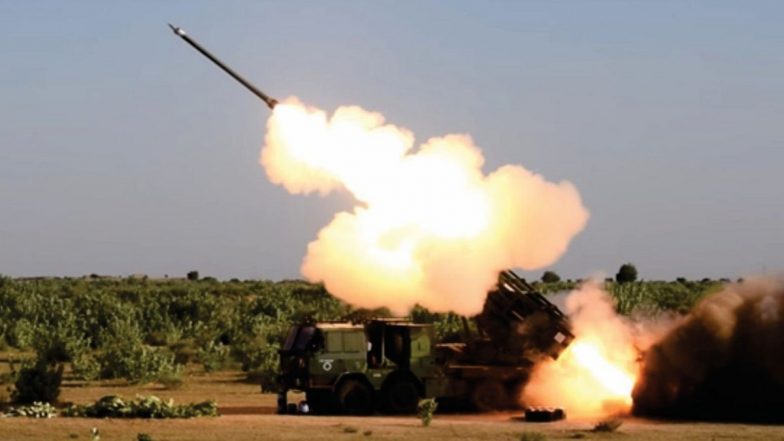 India Successfully Test-Fires Guided Pinaka Weapon System as Part of Provisional Staff Qualitative Requirements Validation Trials (Watch Video)
