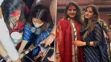 Raveena Tandon Visits Baidyanath Jyotirlinga Temple in Jharkhand With Daughter Rasha Thadani (View Pics)