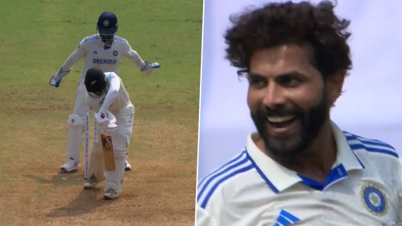 Ravindra Jadeja Strikes Twice! Ace Left-Arm Spinner Dismisses Will Young and Tom Blundell in One Over During IND vs NZ 3rd Test 2024 (Watch Video)