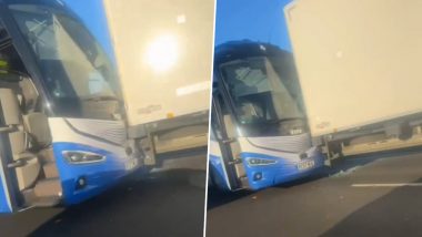 Real Madrid Team Bus Suffers Crash on Motorway After Los Blancos' 0-2 Loss to Liverpool in UEFA Champions League 2024-25 (Watch Video)