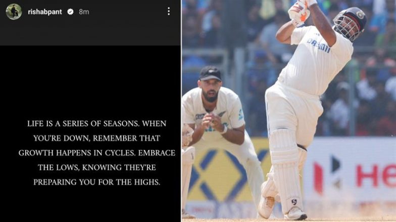 ‘When You’re Down, Remember…’ Rishabh Pant Shares Cryptic Story on Instagram After India’s Humiliating 0–3 Test Series Defeat to New Zealand