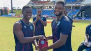 Shamar Joseph Receives ODI Debut Cap From Romario Shepherd at the Start of WI vs ENG 2nd ODI 2024 (Watch Video)