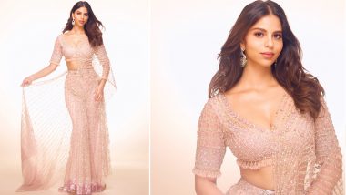 Suhana Khan Serves Major Style Goals in Shimmery Pink Lehenga, Actress Effortlessly Steals the Spotlight in Elegant Ensemble (View Pictures and Video)