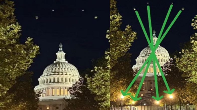 UFO Sighted Over US Capitol Hill? ‘Mystery’ Lights in Sky Over Washington DC Trigger ‘Alien’ Rumours, Know the Truth Behind Viral Picture and Video