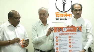 Uddhav Thackeray’s Manifesto for Maharashtra Assembly Elections 2024: Shiv Sena Leader Releases ‘Vachan Nama’ for Polls; Promises Free Education, Scrapping of Dharavi Project (Watch Videos)