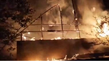 Chennai Fire: Massive Blaze Erupts at Kamaraj Nagar Area in Ennore Due to Firecrackers, Probe Launched (Watch Video)