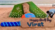 Virat Kohli Birthday Special: Popular Sand Artist Sudarsan Pattnaik Wishes Indian Cricket Team Star On His 36th Birthday With Unique Artwork