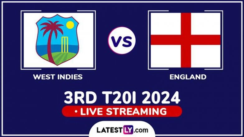 West Indies vs England Free Live Streaming Online, 3rd T20I 2024: How To Watch WI vs ENG Cricket Match Live Telecast on TV?