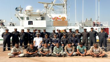 Indian Coast Guard Rescues 7 Fishermen From Pakistan Maritime Security Agency Ship After Mid-Sea Chase (Watch Video)