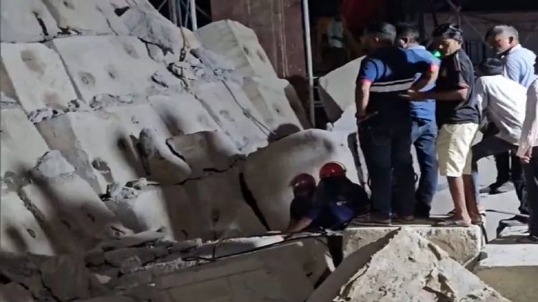Gujarat: 2 Labourers Trapped as Under-Construction Bridge of Bullet Train Project Collapses in Anand (See Pics and Videos)