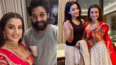 Akshara Singh Shares Heartfelt Pictures with Allu Arjun and Rashmika Mandanna from 'Pushpa 2' Trailer Launch