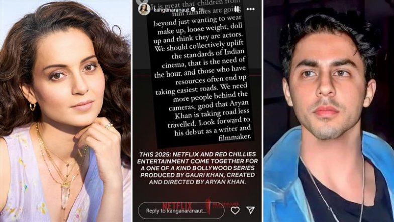 ‘Emergency’ Actress Kangana Ranaut Praises Aryan Khan for Choosing Directorial Debut Over Acting; Says ‘Good That He Is Taking Road Less Travelled’