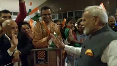 PM Modi Brazil Visit: Prime Minister Narendra Modi Receives Warm Welcome from Indian Diaspora in Rio de Janeiro (Watch Video)