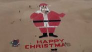 Santa Claus Sand Art: Sudarsan Pattnaik Sets World Record by Installing 550 kg of Chocolates With Sand To Create Santa Claus Sand Sculpture at Puri Beach on Christmas 2025 Eve (Videos)