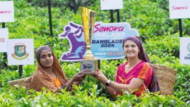 Bangladesh Skipper Nigar Sultana and Ireland Captain Gaby Lewis Dress Up in Traditional Attire, Unveil BAN-W vs IRE-W T20I Series 2024 Trophy at Sylhet’s Malnicherra Tea Estate (See Pic and Video)