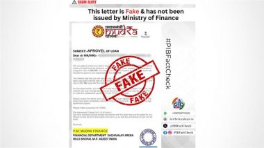 Did You Receive a Letter Granting a Loan of INR 5,00,000 Under PM Mudra Yojana on Payment of INR 2,100? PIB Fact Check Says It Is Fake