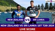 New Zealand vs Sri Lanka Live Score Updates of 1st T20I 2024: Get Toss Winner Result, Live Commentary and Full Scorecard Online of NZ vs SL Cricket Match