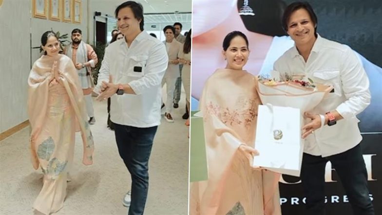 ‘Thank You for Gracing Us With Your Presence’: Vivek Oberoi Meets Motivational Speaker Jaya Kishori in Dubai (Watch Viral Video)