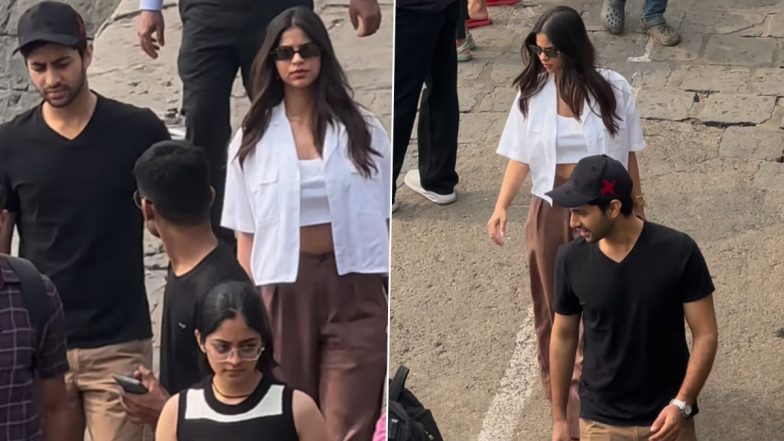 Suhana Khan and Agastya Nanda Spotted Together! Rumoured Couple Heads to Shah Rukh Khan’s Alibaug Farmhouse From Gateway of India (Watch Video)