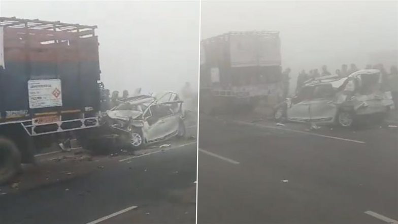 Uttar Pradesh Road Accident: Several Injuries Reported in Multi-Vehicle Crash on NH-91 in Bulandshahr (Watch Video)