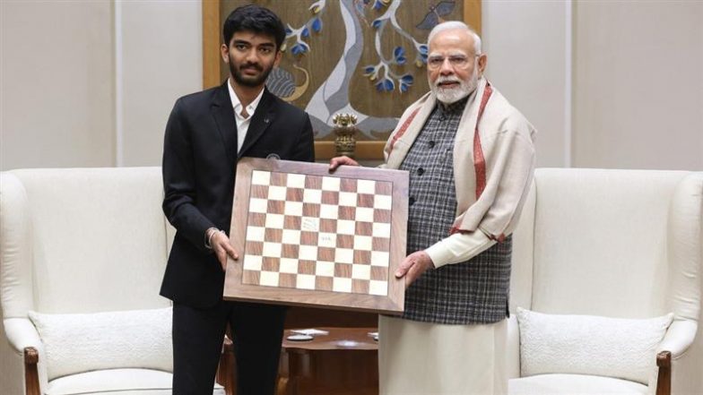 Youngest World Chess Champion D Gukesh Meets Prime Minister Narendra Modi, Gifts Him Original Signed Chess Board From Iconic Match Against Ding Liren (See Pics)