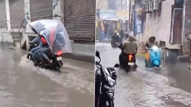 Delhi Weather: Traffic Snarls in Several Parts of City As Incessant Rain Causes Waterlogging, AQI Remains in ‘Very Poor’ Category (Watch Videos)