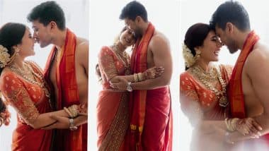 Kalidas Jayaram Kisses Wife Tarini Kalingarayar in Adorable First Pictures After Marriage – Check Out Glimpses of the Newly-Weds From Their Temple Wedding!