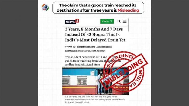 Goods Train Reached Its Destination After 3 Years, 8 Months and 7 Days? PIB Fact Check Debunks Fake Claim