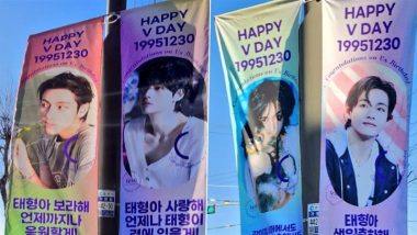 BTS V Birthday: ARMY Create Heartfelt Surprise With Over 70 Banners Decorating Streets Near Kim Taehyung’s Military Base Ahead of His Big Day (See Pics)