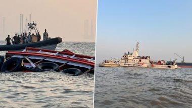 Mumbai Ferry Boat Crash: 13 Drown As Indian Navy Speedboat Bangs Into Passenger Ferry in Arabian Sea off Gateway of India (Watch Videos)